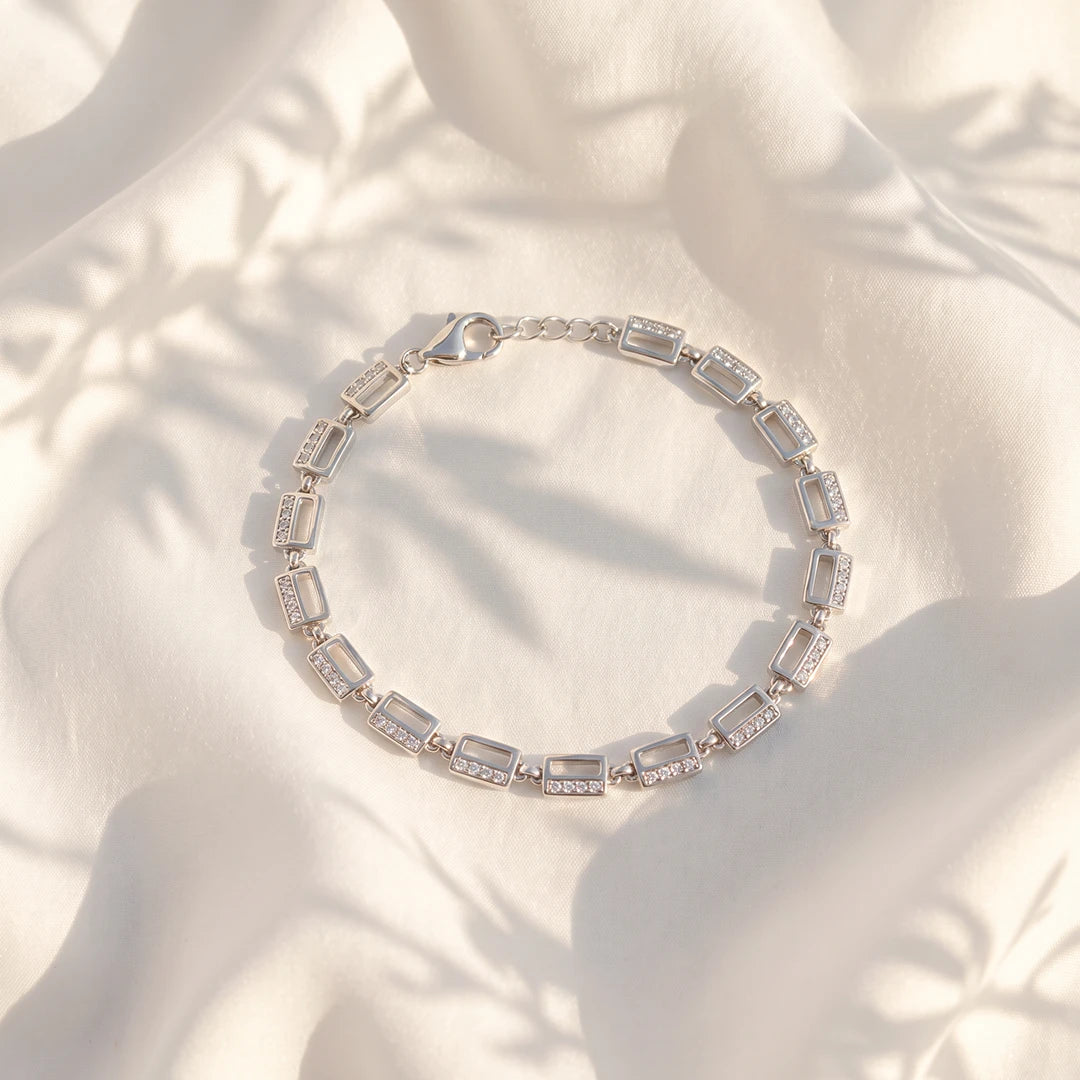 Geometric Spark Link Ladies Bracelet | 925 Sterling Silver