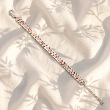 Dual-Tone Hexa Link Ladies Bracelet | 925 Sterling Silver