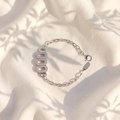 Triple Oval Open Halo Ladies Bracelet | 925 Sterling Silver