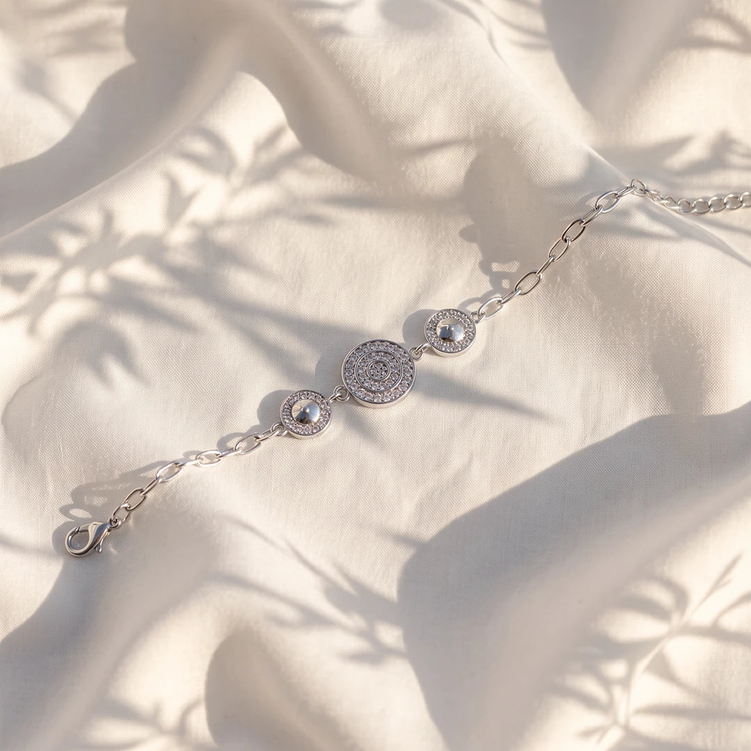 Concentric Circle Pavé Trio Ladies Bracelet | 925 Sterling Silver