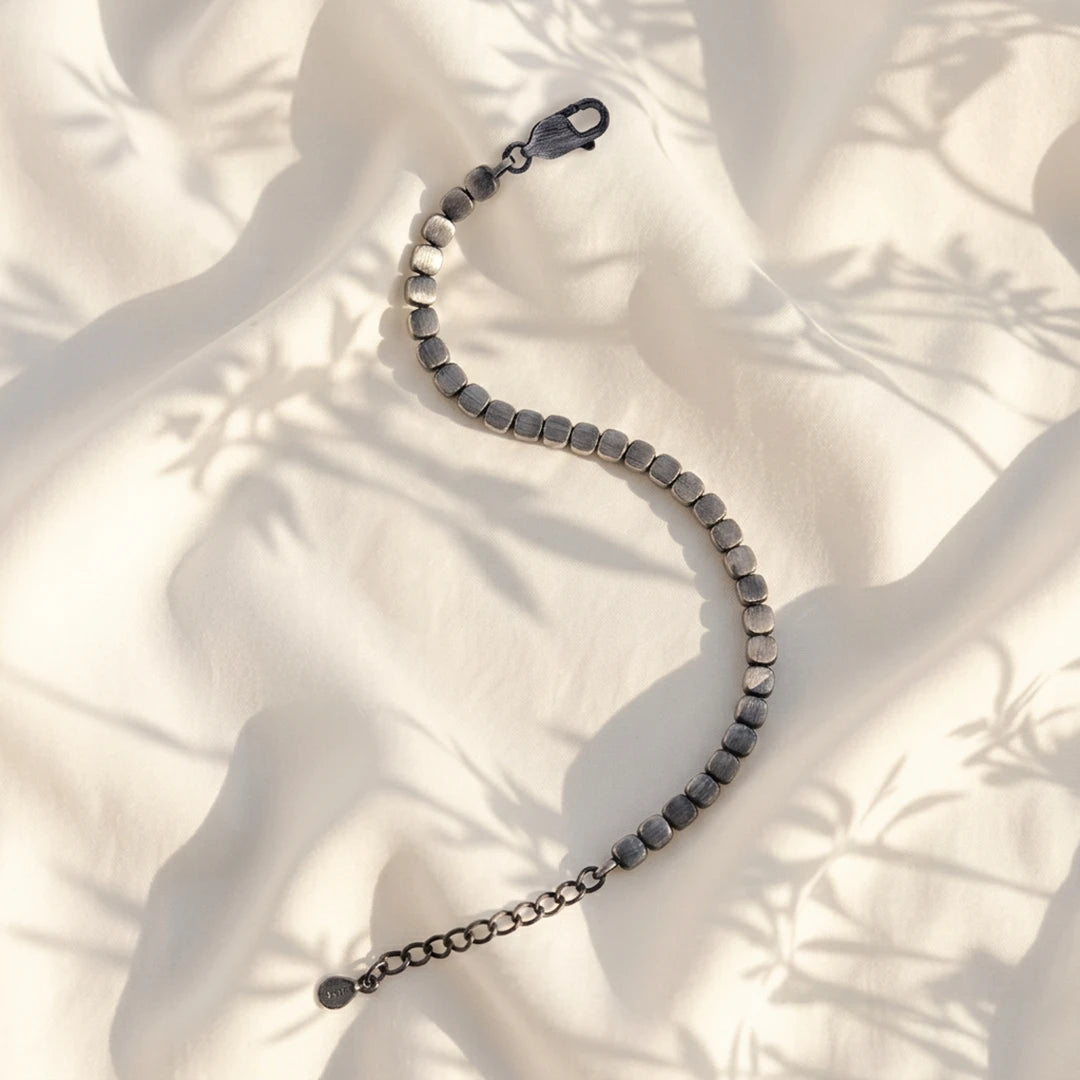 Oxidized Cushion Bead Ladies Bracelet | 925 Sterling Silver