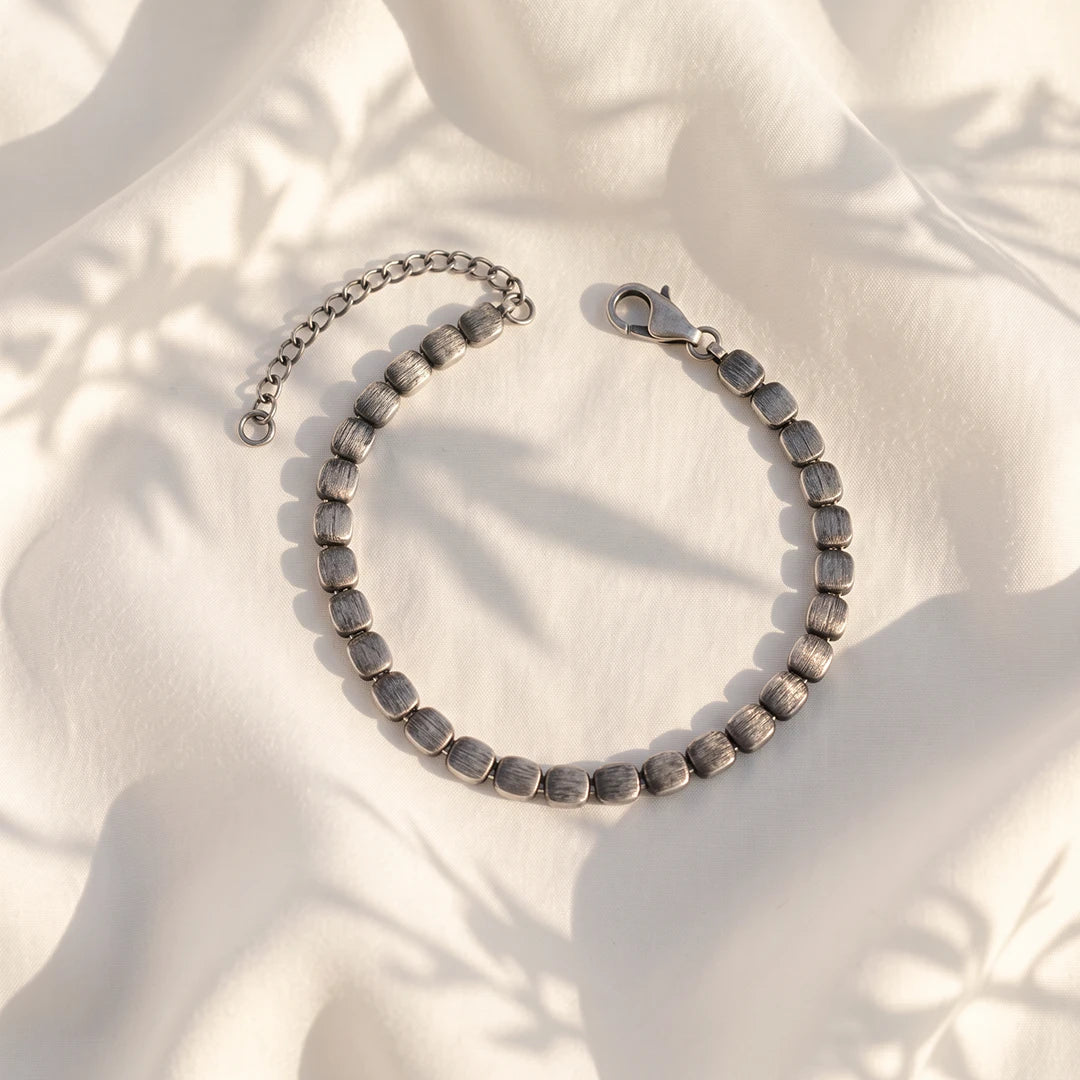 Antique Square Flex Ladies Bracelet | 925 Sterling Silver