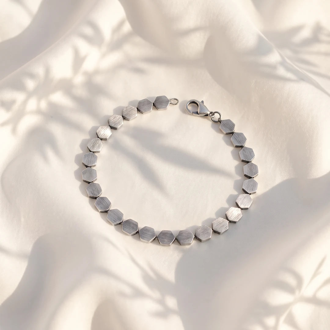 Brushed Hexagon Flex Ladies Bracelet | 925 Sterling Silver