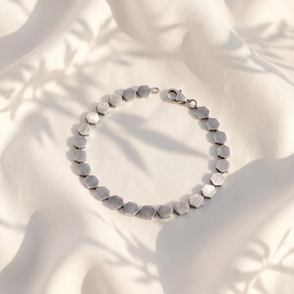 Brushed Hexagon Flex Ladies Bracelet | 925 Sterling Silver