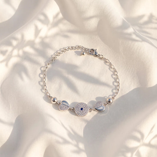 Blue Eye Floral Pavé Ladies Bracelet | 925 Sterling Silver