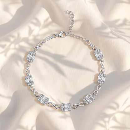Infinity Baguette Link Ladies Bracelet | 925 Sterling Silver