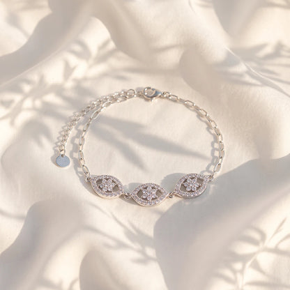 Floral Marquise Trio Ladies Bracelet | 925 Sterling Silver
