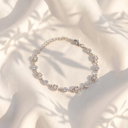 Rose Bloom Bezel Ladies Bracelet | 925 Sterling Silver