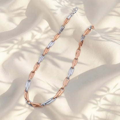 Dual-Tone Elongated Link Ladies Chain | 925 Sterling Silver