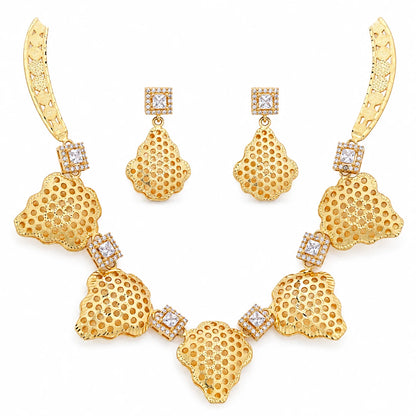 Golden Petal Mesh Necklace Set | 925 Sterling Silver