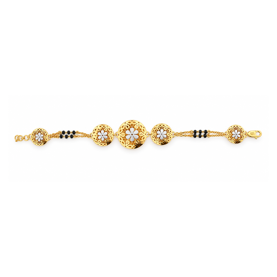 Golden Jaali Daisy Medallion Ladies Bracelet | 925 Sterling Silver