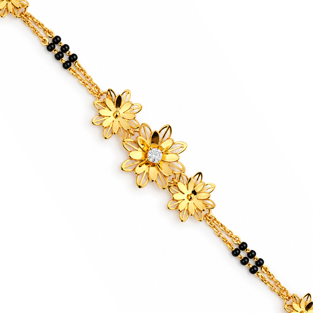 Golden Sunflower Bloom Ladies Bracelet | 925 Sterling Silver