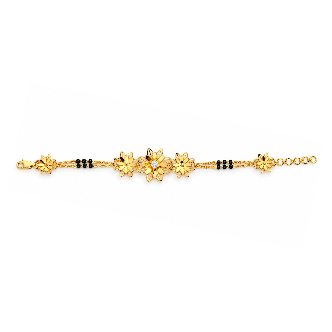 Golden Sunflower Bloom Ladies Bracelet | 925 Sterling Silver