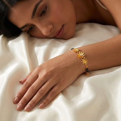 Golden Sunflower Bloom Ladies Bracelet | 925 Sterling Silver