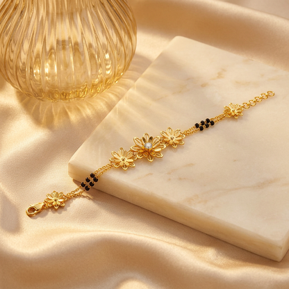 Golden Sunflower Bloom Ladies Bracelet | 925 Sterling Silver