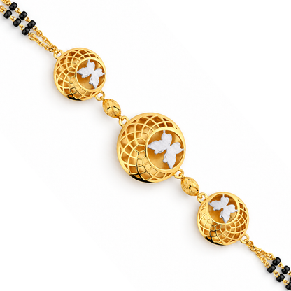 Golden Lattice Butterfly Dome Ladies Bracelet | 925 Sterling Silver