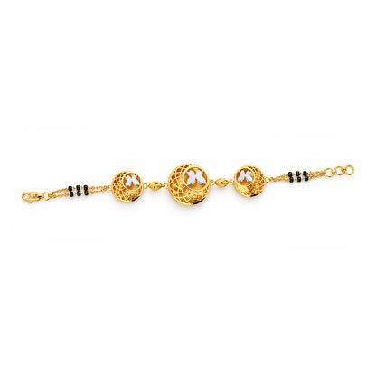 Golden Lattice Butterfly Dome Ladies Bracelet | 925 Sterling Silver