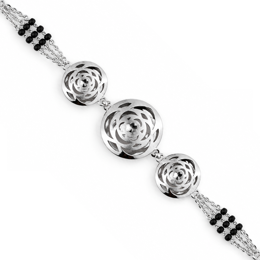 Silver Rose Medallion Ladies Bracelet | 925 Sterling Silver