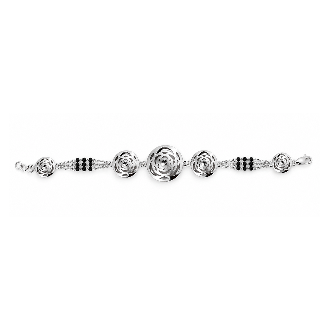 Silver Rose Medallion Ladies Bracelet | 925 Sterling Silver