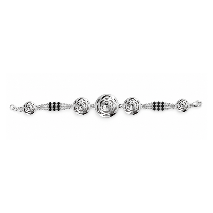 Silver Rose Medallion Ladies Bracelet | 925 Sterling Silver