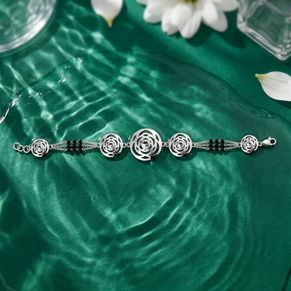 Silver Rose Medallion Ladies Bracelet | 925 Sterling Silver