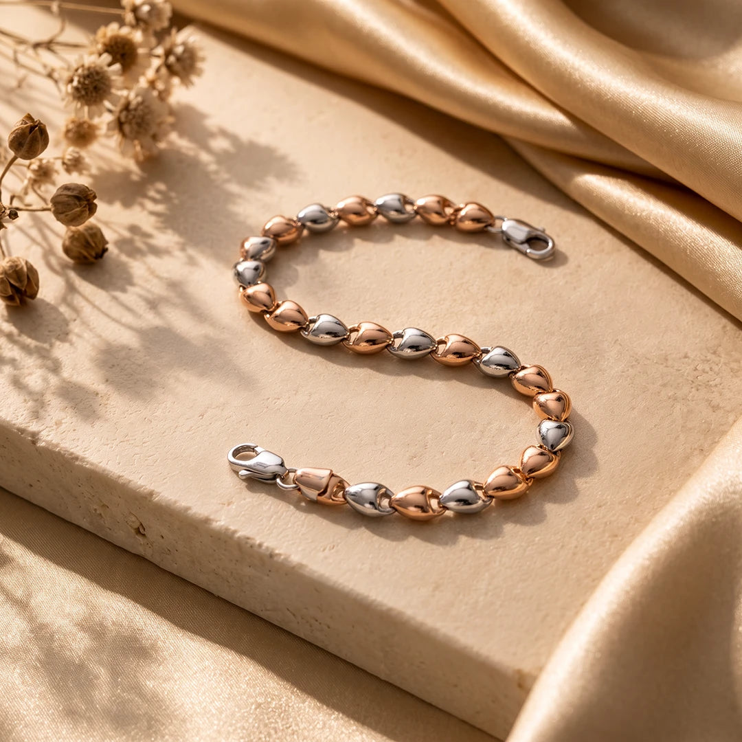 Dual-Tone Oval Link Ladies Bracelet | 925 Sterling Silver
