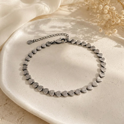 Brushed Heart Link Ladies Bracelet | 925 Sterling Silver