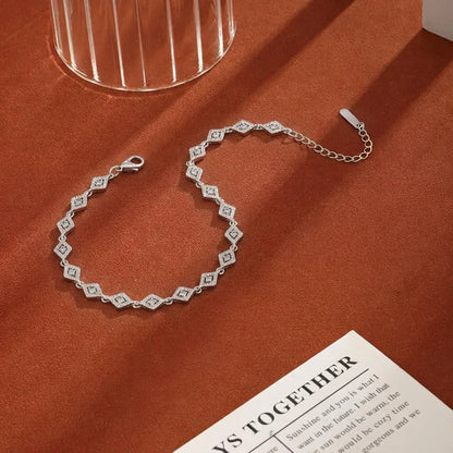 Geometric Square Link Ladies Bracelet | 925 Sterling Silver