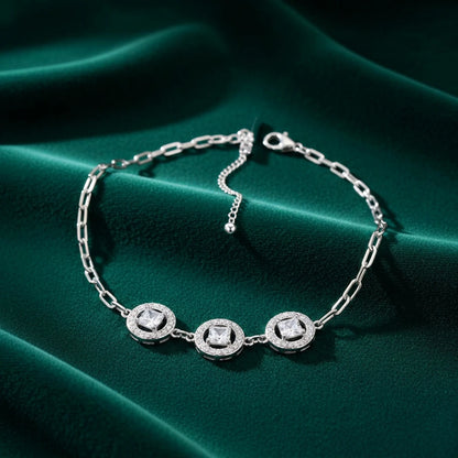 Triple Princess Halo Ladies Bracelet | 925 Sterling Silver