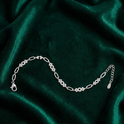 Ornate Circle & Open Link Ladies Bracelet | 925 Sterling Silver