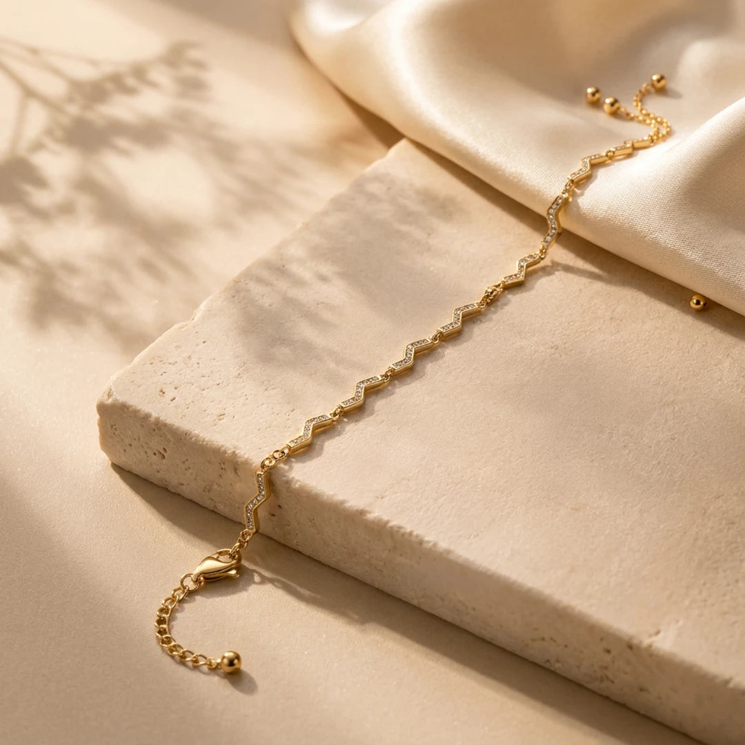 Wave Link Pavé Ladies Bracelet | 925 Sterling Silver