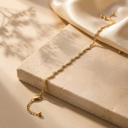 Wave Link Pavé Ladies Bracelet | 925 Sterling Silver