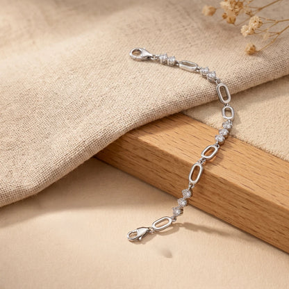 Oval Link Duo-Stone Ladies Bracelet | 925 Sterling Silver