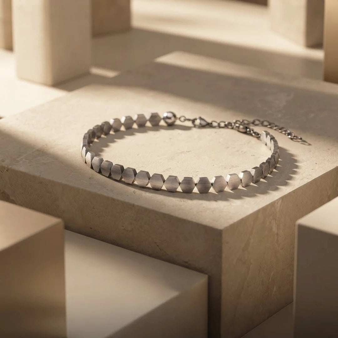 Brushed Hexagon Flex Ladies Bracelet | 925 Sterling Silver