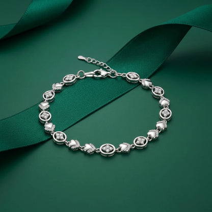 Heart & Halo Link Ladies Bracelet | 925 Sterling Silver