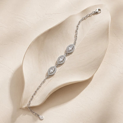 Marquise Trio Halo Ladies Bracelet | 925 Sterling Silver
