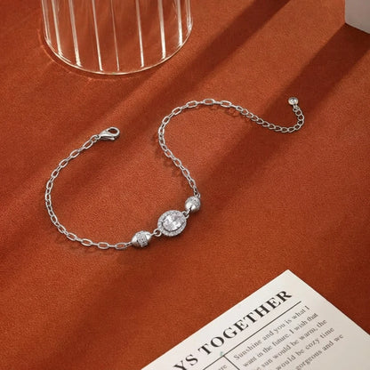 Oval Halo Barrel Accent Ladies Bracelet | 925 Sterling Silver