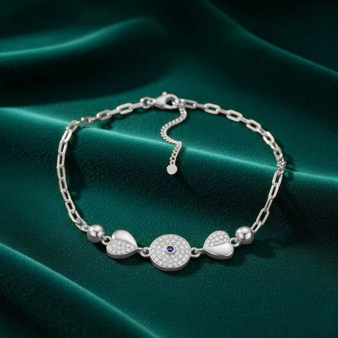 Blue Eye Floral Pavé Ladies Bracelet | 925 Sterling Silver