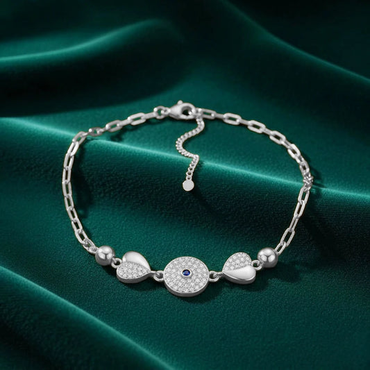 Blue Eye Floral Pavé Ladies Bracelet | 925 Sterling Silver