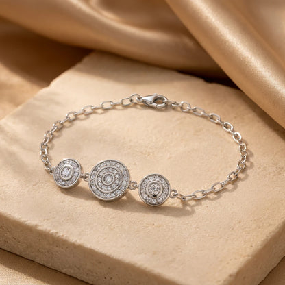 Concentric Circle Pavé Trio Ladies Bracelet | 925 Sterling Silver