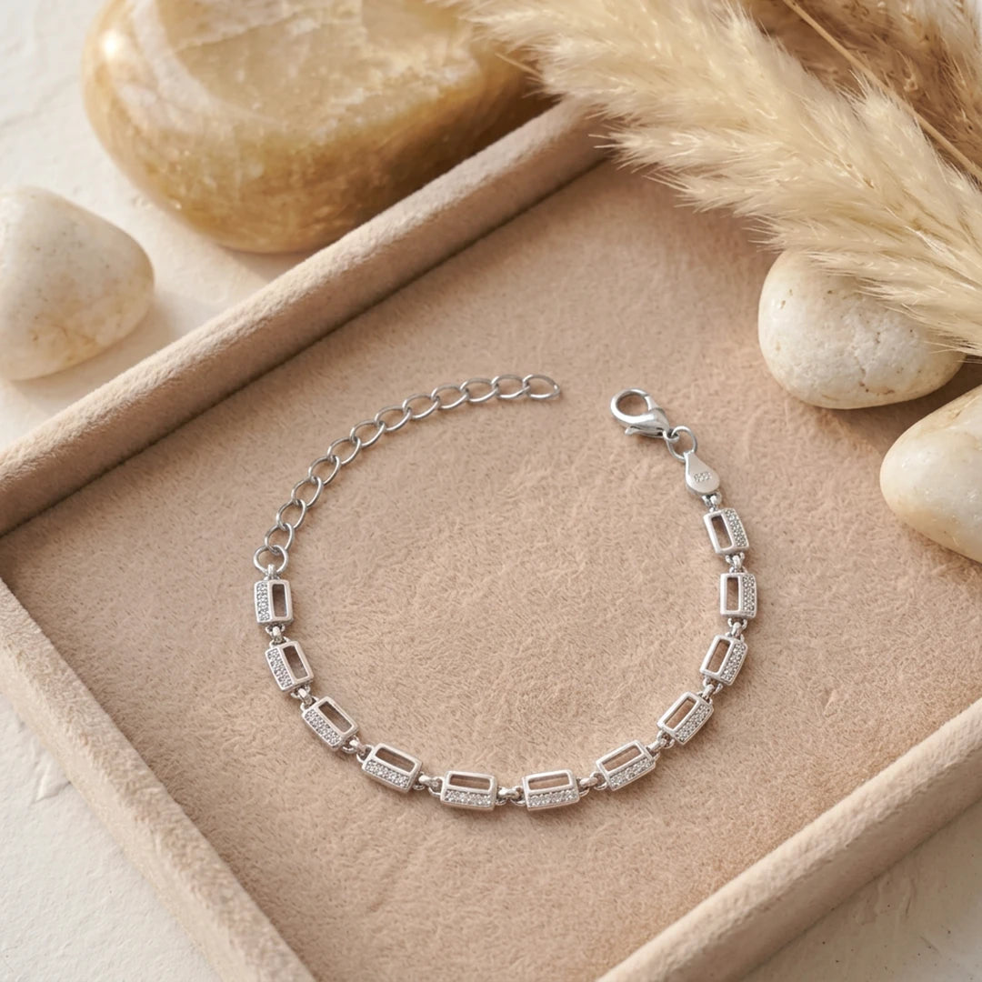 Geometric Spark Link Ladies Bracelet | 925 Sterling Silver