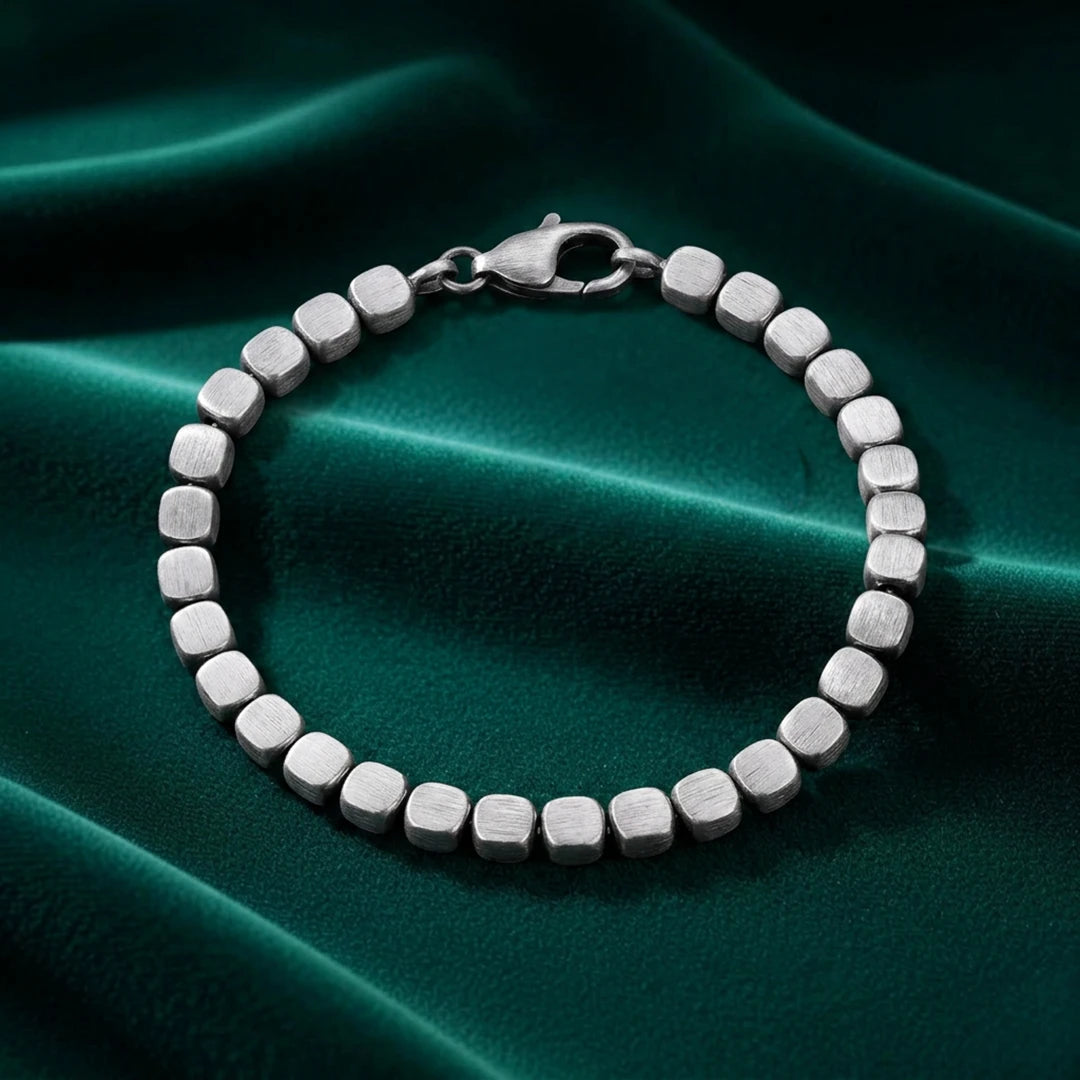 Oxidized Cushion Bead Ladies Bracelet | 925 Sterling Silver