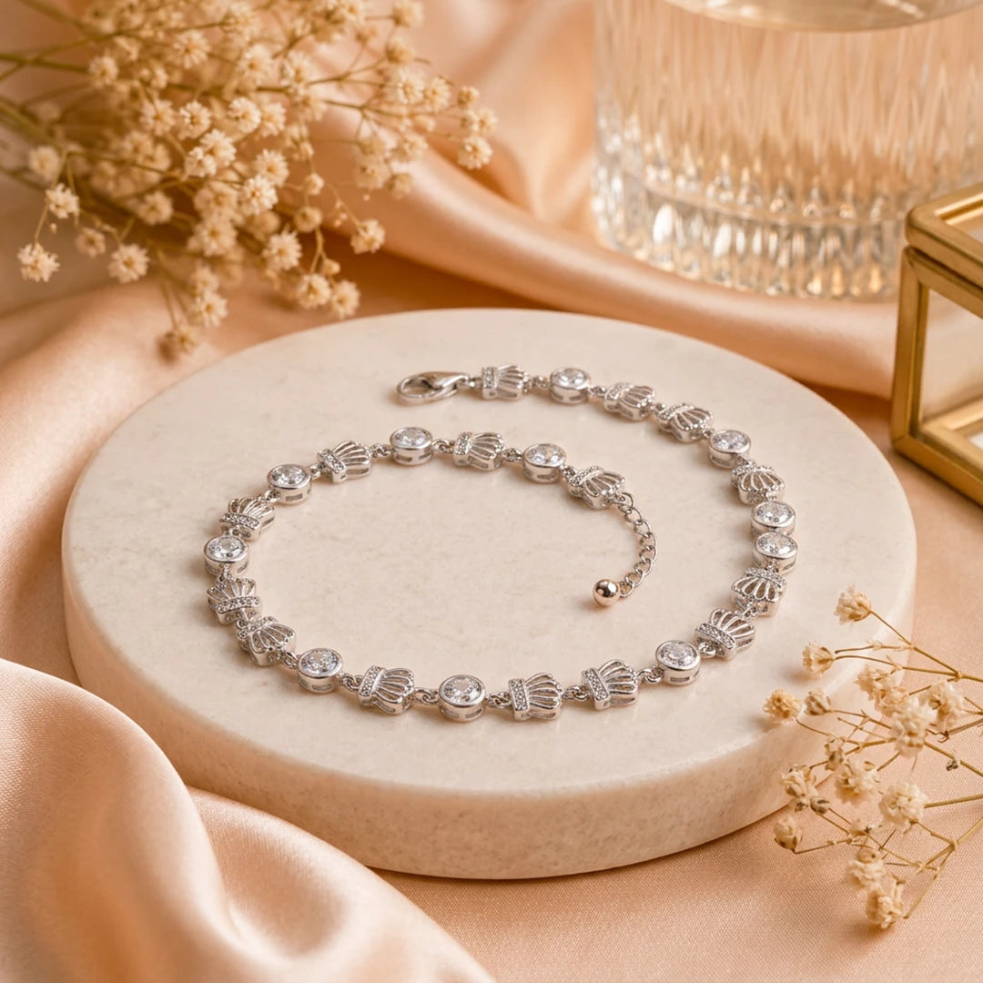Crown Spark Bezel Ladies Bracelet | 925 Sterling Silver