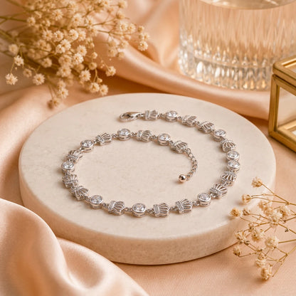 Crown Spark Bezel Ladies Bracelet | 925 Sterling Silver