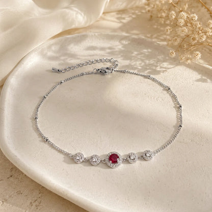 Ruby Orbit Pavé Ladies Bracelet | 925 Sterling Silver