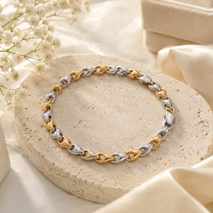 Dual-Tone Sculpted Chain Ladies Bracelet | 925 Sterling Silver