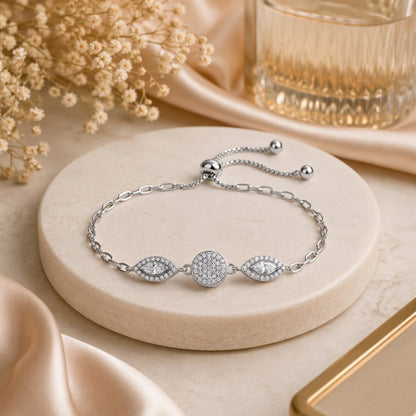 Heart & Marquise Pavé Ladies Bracelet | 925 Sterling Silver