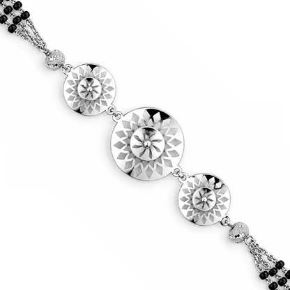 Silver Sunburst Mandala Disc Ladies Bracelet | 925 Sterling Silver