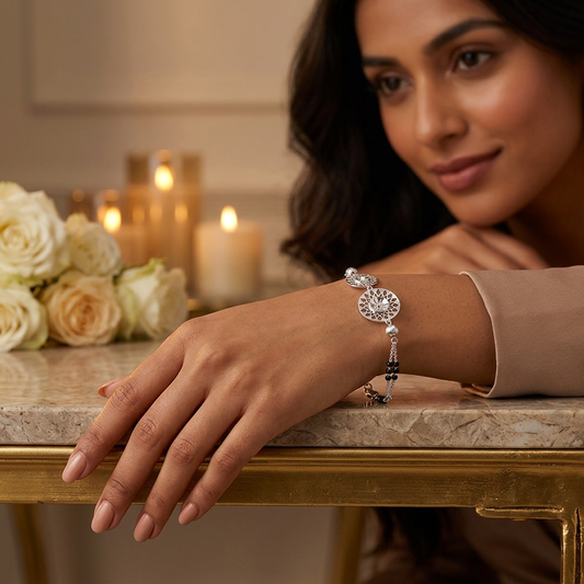 Silver Radiant Dahlia Disc Ladies Bracelet | 925 Sterling Silver