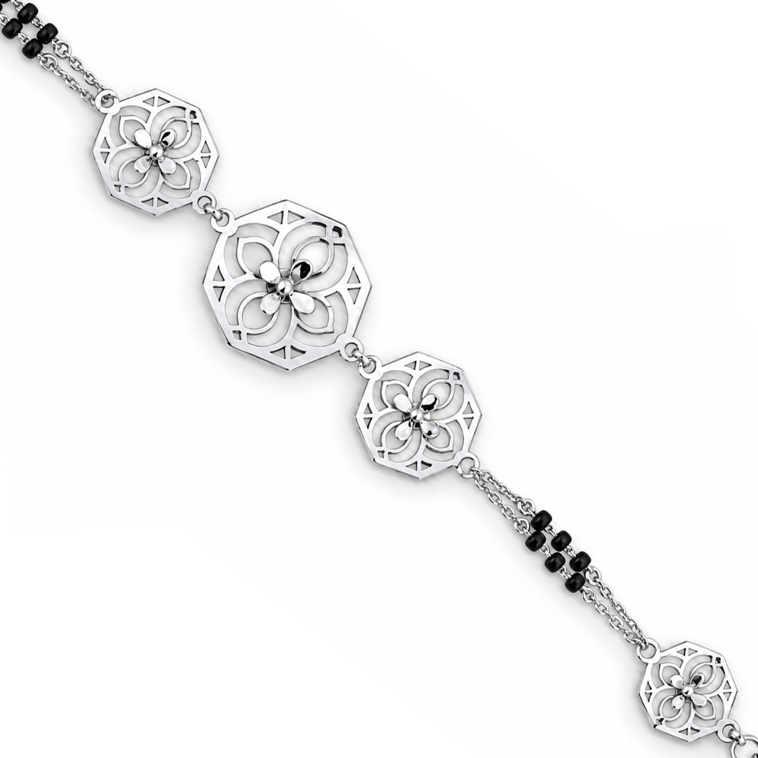 Silver Octagon Quatrefoil Ladies Bracelet | 925 Sterling Silver